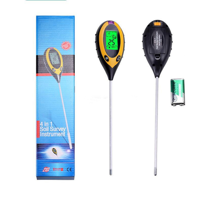 Exibição LCD Digital 4 em 1 Medidor de pH do solo com Teste de luz solar de temperatura e umidade