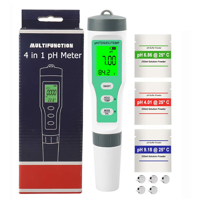 Teste de resistência à água 4 em 1 para aquários e hidroponia pH/TDS/EC/tempermetros
