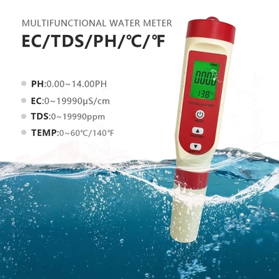 Teste de água de tela LCD Pen 4 em 1 Tds/ec/ph/temp Meter para controlo de temperatura