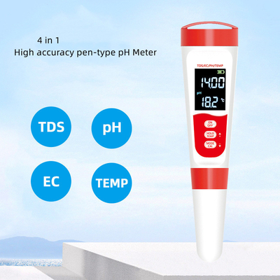 Testeiro de água multifunção PH/EC/TDS/TEMP 4 em 1 para água potável rápida