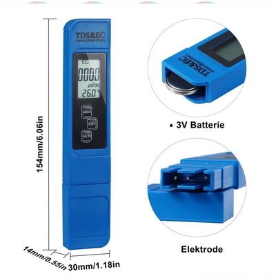 Display LCD 3 em 1 ATC Temperatura TDS EC Meter Portátil para aquário piscina hidropônica