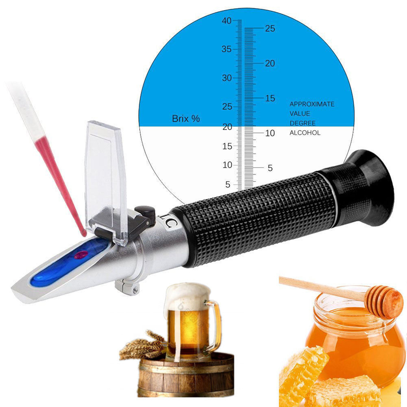 0-40% de álcool Brix 0-25% de açúcar de vinho Refractômetro OEM/ODM Dual Scale Portátil com ATC